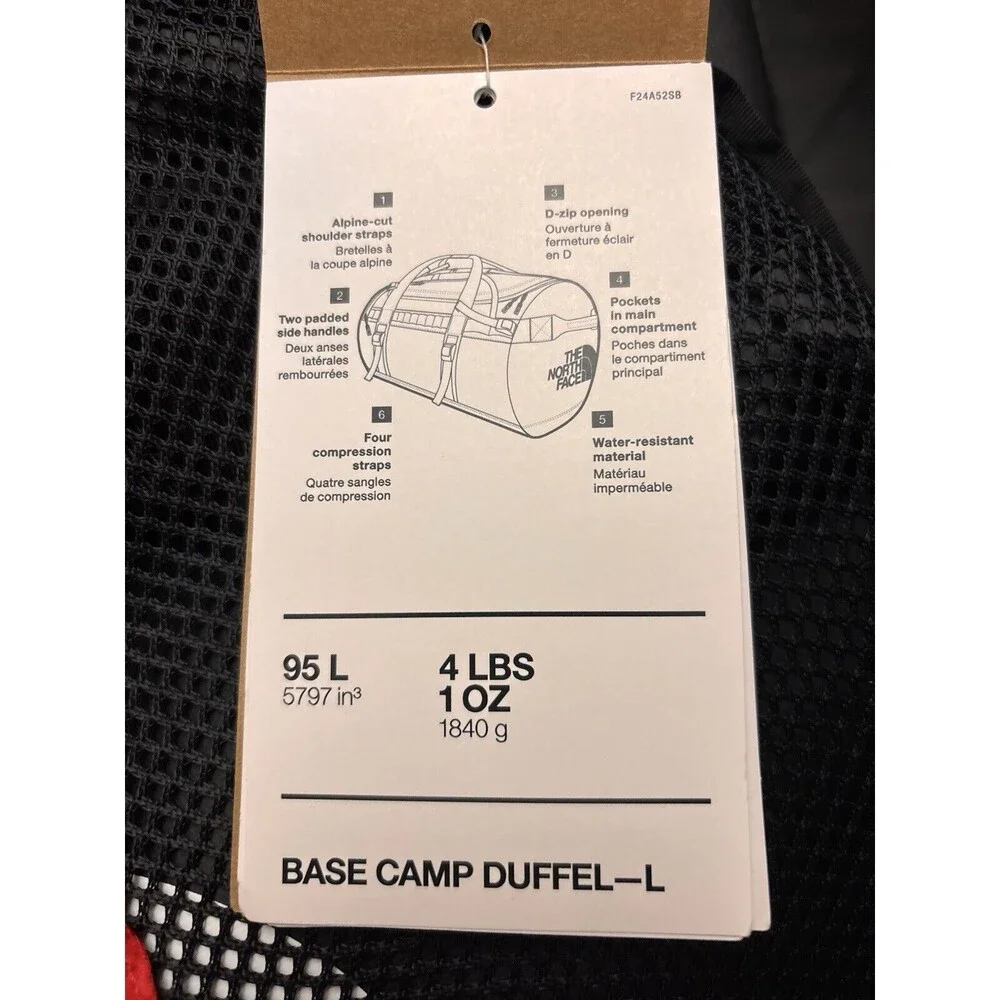 The North Face BASE CAMP DUFFEL 95L BAG - TNF BLACK - LARGE New w/tag $159 - Picture 4 of 9